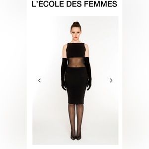 NWOT L'Ecole Des Femmes Knit & Mesh Dress Modern Audrey Hepburn Vibes LBD